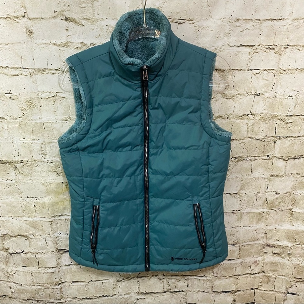 Free Country Green Free Cycle Clouds Lite Reversible Sherpa Vest